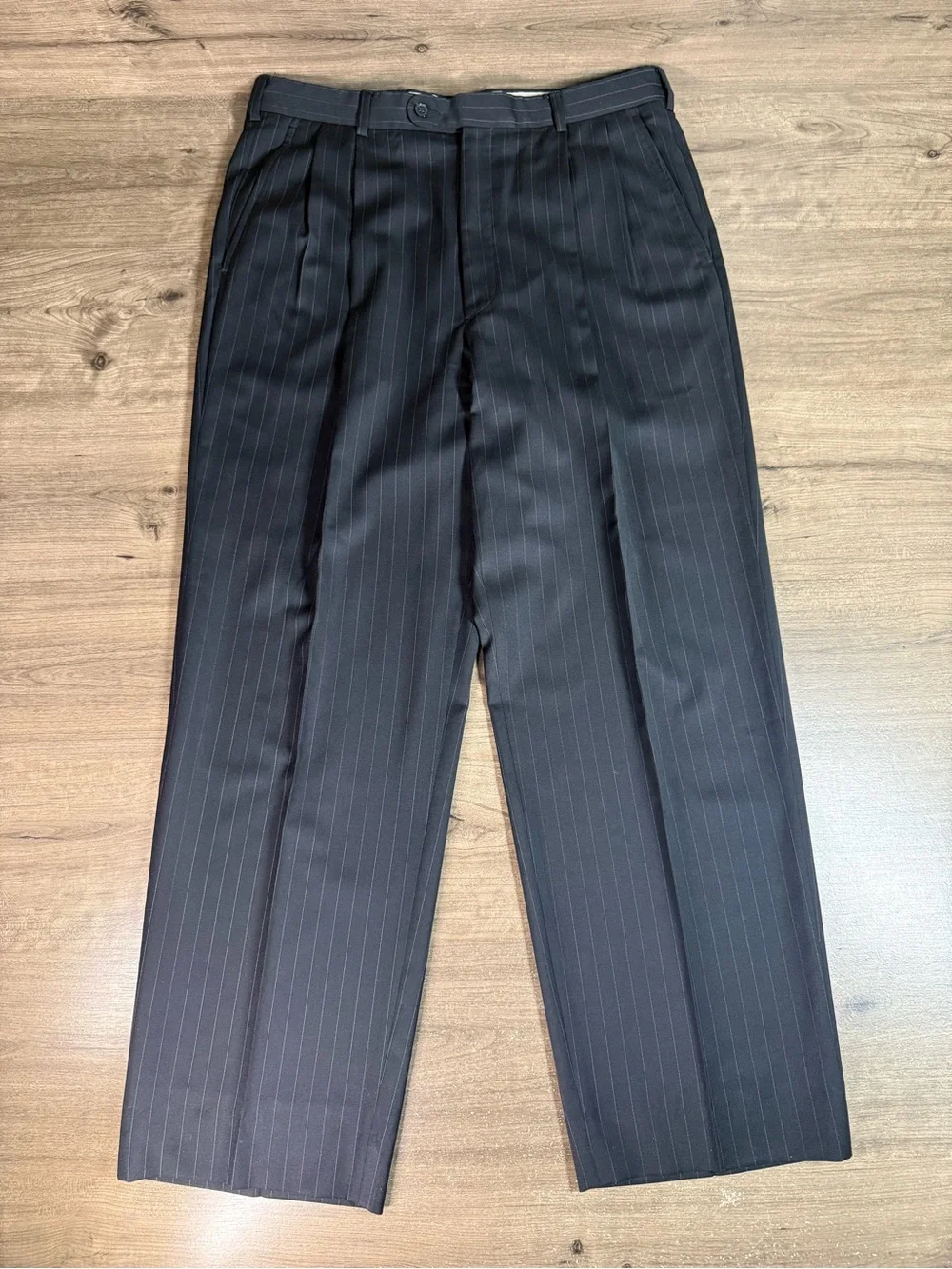 Vintage Museo Ruffini Italy 100% Wool Mens Pin Stripe Dress Pants Trousers 34x31